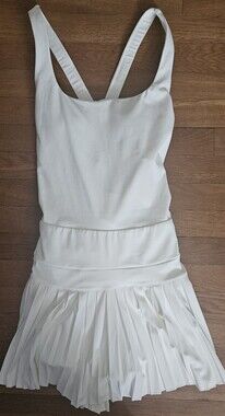 NWT Goldhinge White X Back Athletic Dress With Built In Shorts and Bra